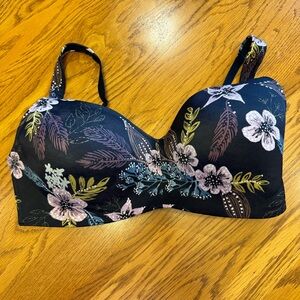 Arden Lightly Lined Wirefree Bra‎ All Day Comfort SIZE 40DD BLACK/FLORAL